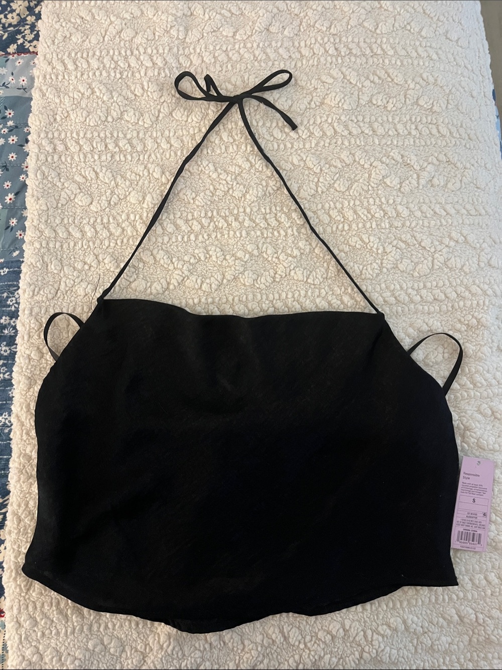 wild fable Black Halter Tie Cami Top